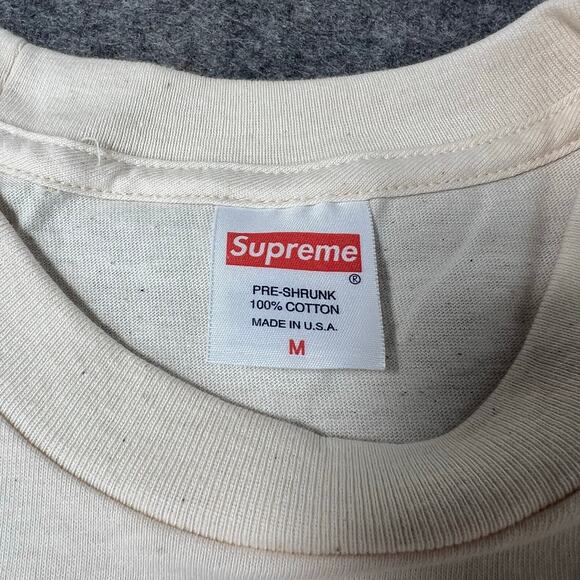 Supreme Men's Plain Cream Short Sleeve 100% Cotton T-Shirt Tee Size Med NEW - Picture 3 of 6